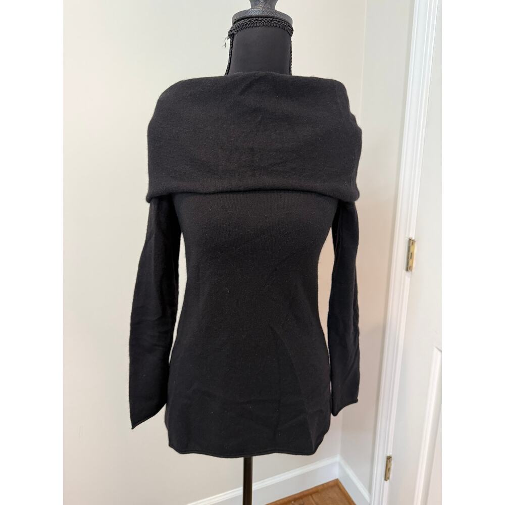 Classiques Entier Black 100% Cashmere Pullover with Cowl Neck
